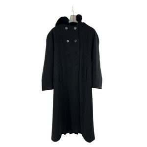Albert Nipon Petites Wool Coat Fox Fur Hood Trim Size‎ 12P